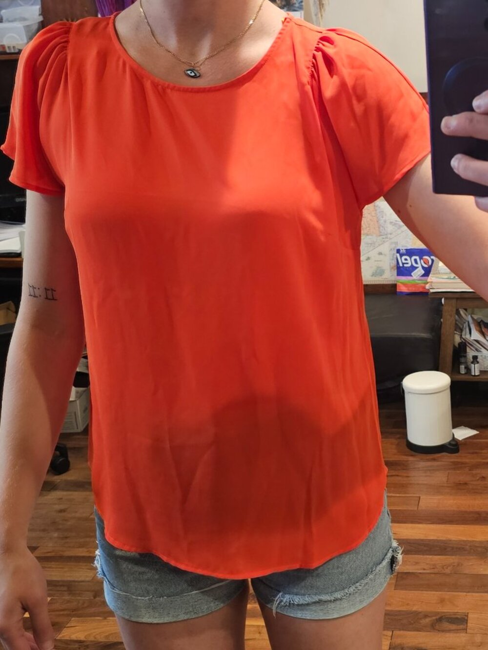 CeCe Vibrant Orange Blouse